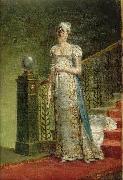 Portrait of Caroline Murat descending the staircase of elysee Palace.